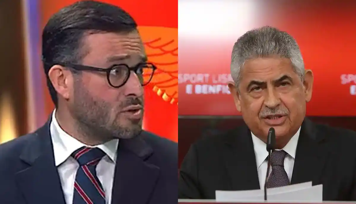 Com Luís Filipe Vieira pelo meio, Mauro Xavier discursa na Assembleia Geral do Benfica, com Sócios a intervirem